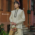 Sausan - Ankara Latife Blouse - Atasan Blouse Wanita Linen Willaw Natural