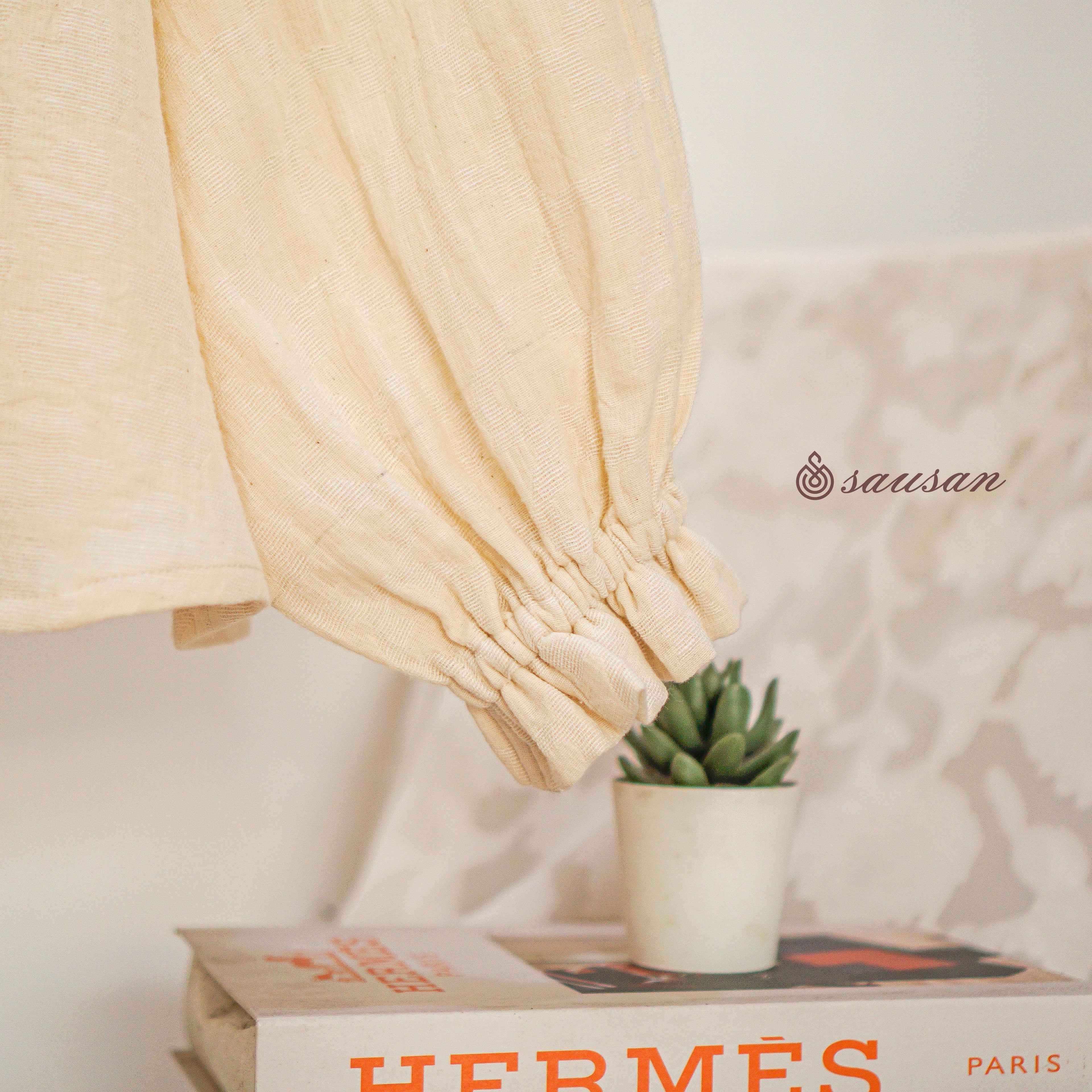LEANNA BLOUSE-ATASAN BASIC WANITA VINTAGE LINEN PREMIUM
