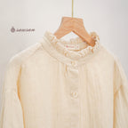 LEANNA BLOUSE-ATASAN BASIC WANITA VINTAGE LINEN PREMIUM