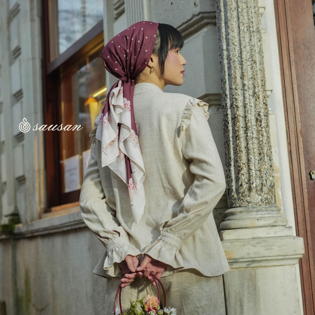Sausan - Ankara Latife Blouse - Atasan Blouse Wanita Linen Willaw Natural